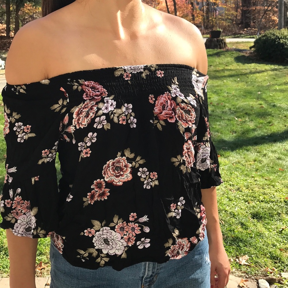 Off the shoulder floral blouse